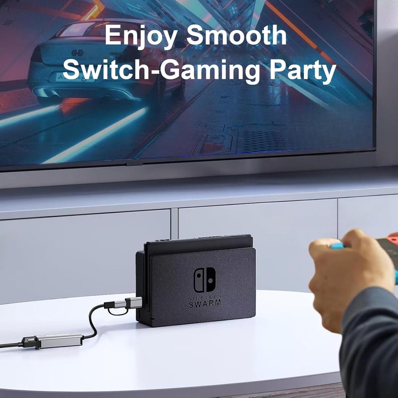 Denlane محول USB C إلى Ethernet بسرعة 2.5Gbps، محول USB 3.0 إلى Ethernet 2 في 1، Ethernet إلى USB-A و USBC جهاز (Thunderbolt 4/3)، شبكة RJ45 بسرعة 2500/1000/100Mbps للابتوب، MacBook/iPad/XPS/Windows - Image 5